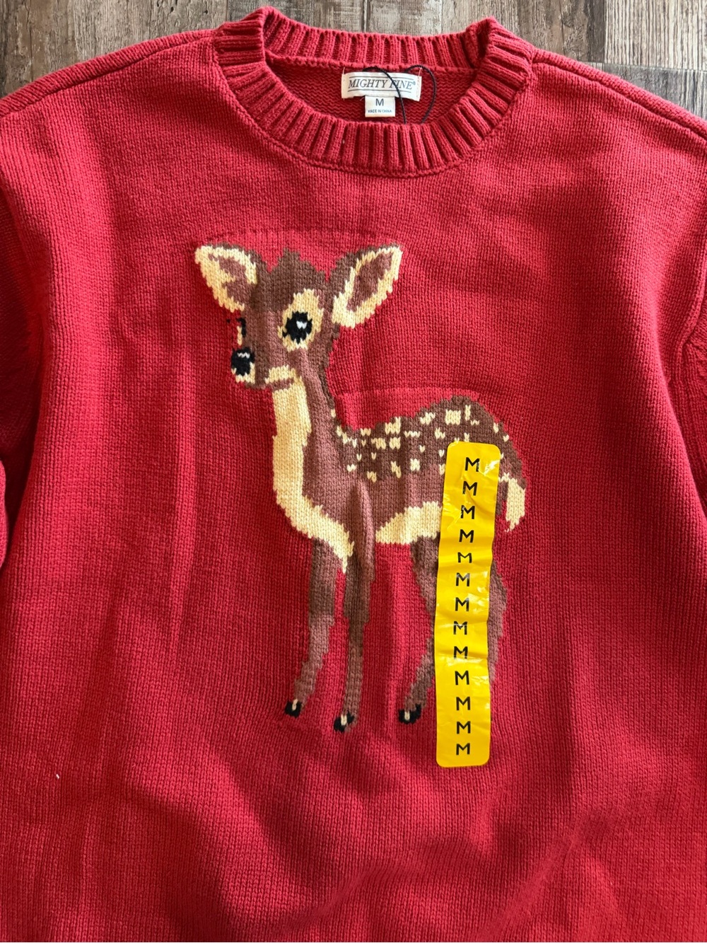 Mighty Fine Red Women’s sz med Sweater with Deer